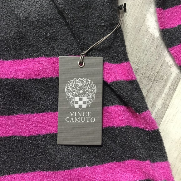 Vince Camuto Cozy Turtleneck Eyelash Sweater Stripes Super Soft 2XL Grey/Pink - Picture 4 of 8